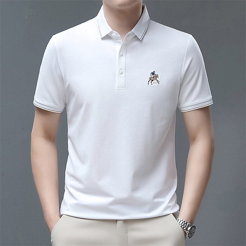 夏季男士短袖休闲t恤百搭polo衫中年爸爸夏装上衣QP1630-P55图片