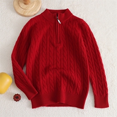 新款百搭加厚麻花半开拉链，童装儿童羊毛衫，联起羊绒