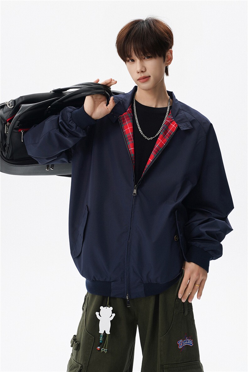 美式复古棒球服外套男春秋季潮牌拉链立领夹克宽松上衣服JK005,男装夹克,电商B312