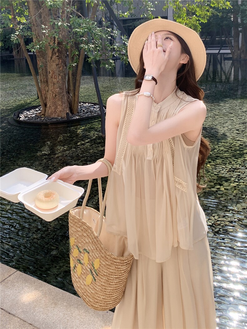 超仙时尚阔腿裤套装女2026夏季新款洋气减龄显瘦绝美巨好看三件套,女装套装/套裙,衣秀之家