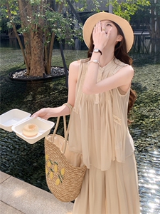 超仙时尚阔腿裤套装女2026夏季新款洋气减龄显瘦绝美巨好看三件套图片