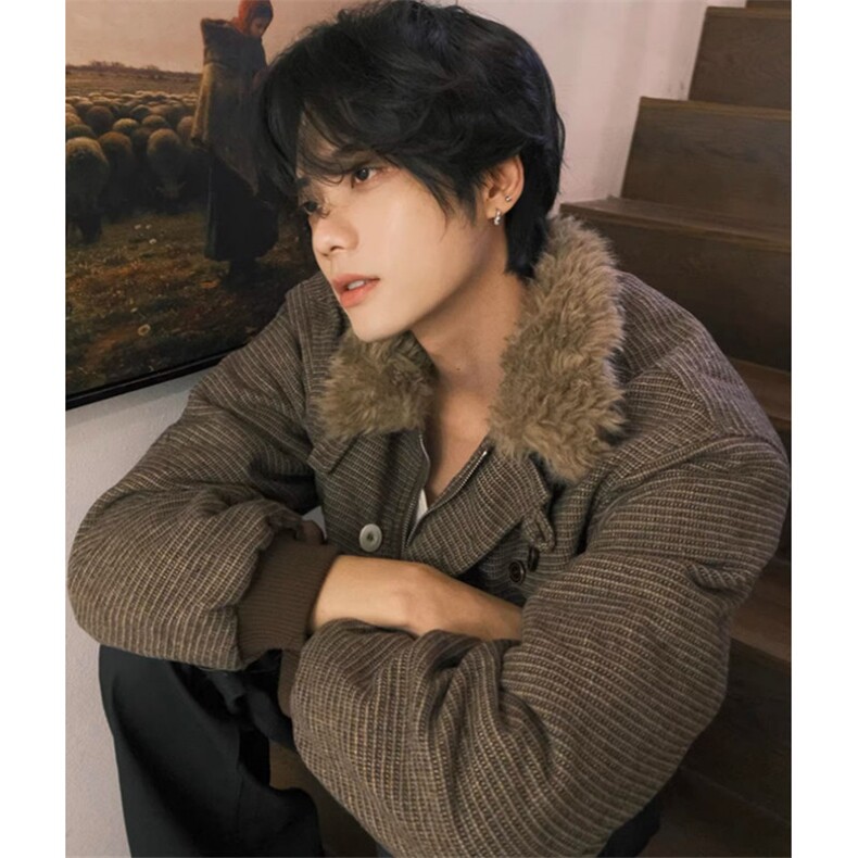 毛外套男士冬季宽松加绒立领棉衣韩系简约休闲棉服MZ123,男装棉衣,星座1116A（原606A-3）
