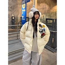 美式高街徽章字母刺绣棒球服冬季夹棉加厚棉衣男女夹克外套，男装夹克，星座218-8