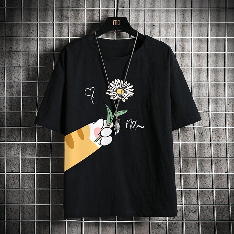 亚麻短袖t恤男大码五分袖男宽松七分袖网格挂拍YT26265-P30，男装T恤，电商A040A