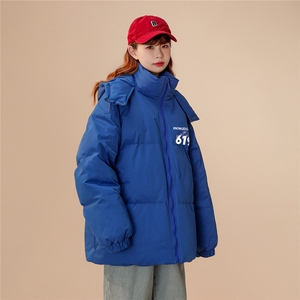中性风22冬季新品字母印花连帽面包服棉服宽松棉衣MY201P115控148图片