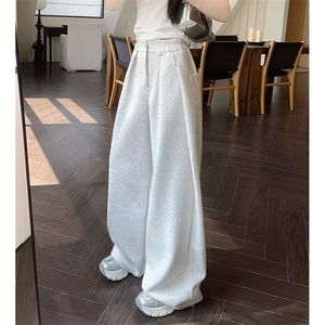 休闲裤女松紧腰抽绳阔腿裤秋裤子直筒裤拖地裤卫裤长裤K6598-P43图片