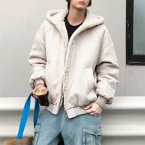 现货高品质美式高街冬季重磅座山雕大毛毛领pu皮棉衣男女加厚外套图片