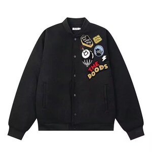 网红同款美式街头徽章字母刺绣棒球服外套男女宽松加厚高街夹克图片