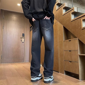 牛仔裤男夏季新款宽松直筒长裤美式破洞阔腿ins裤子潮流H802/P48图片