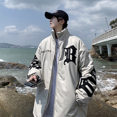 XZ213-MY36-P128控148港风潮牌纯刺绣PU皮棉服加厚保暖棉衣，男装棉衣，星座213