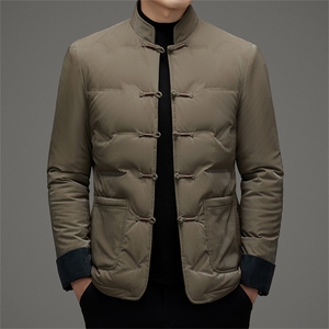中老年唐装90绒羽绒服男士复古盘扣风羽绒服外套中式唐装