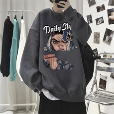 wassuphappy圆领卫衣男春秋季潮牌潮流百搭上衣美式宽松休闲外套，男装卫衣，电商A486