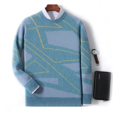秋冬季新款舒适时尚百搭男士加厚圆领羊毛衫男装，男装羊毛衫，绒韵雅