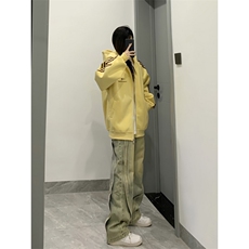 WE1950-P52三杠条纹织带小恶魔耳朵连帽开衫卫衣男女，男装卫衣，电商B323A