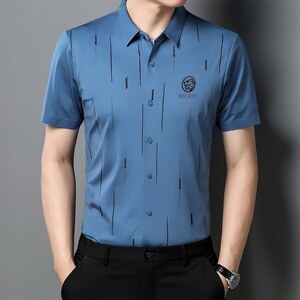 夏季新款2022中年男士短袖衬衫休闲免烫爸爸装衬衣上衣,男装衬衫,电商B212（原钱塘6029）