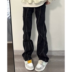 设计感分割水洗黄泥染牛仔裤女春秋美式高街窄版直筒裤N3059，男装牛仔裤，星座1116A（原606A-3）
