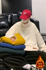 21冬季新款男士加绒打底衫内搭百搭高领卫衣羊羔绒  T201 P45限68图片