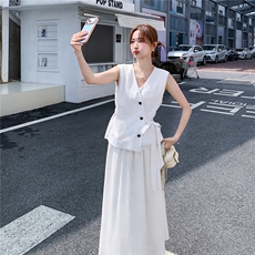 高转化26年夏装新款天丝麻系带马甲+裙子两件套182-8703P175K258，女装套装/套裙，帛香坊