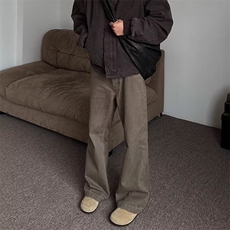 美式复古Cleanfit咖啡色牛仔裤男女宽松休闲直筒长裤LY91322-P48，男装牛仔裤，星座1008