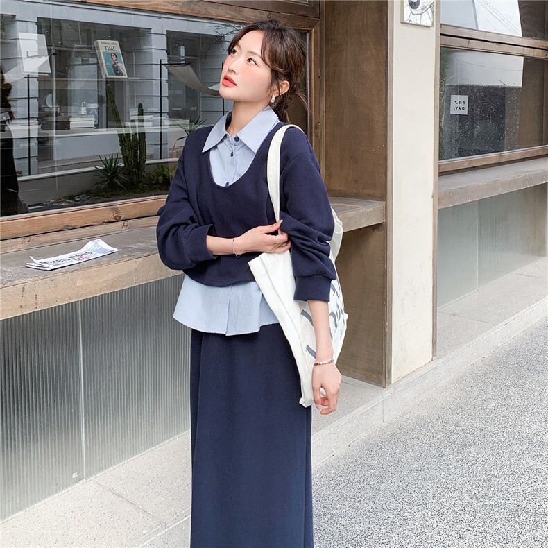 【新品】2026春季衬衫假两件卫衣两件套装C5807P185K298,女装套装/套裙,2D113