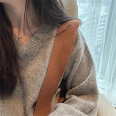 新款慵懒风软糯全V领针织衫毛衣女打底衫，女装针织衫/毛衣，半城羊绒