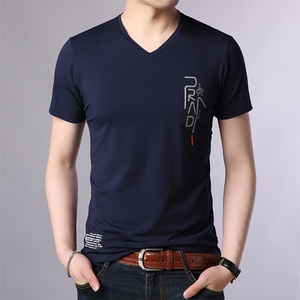 G6821 2021夏季新款T恤衫男短袖V领图片