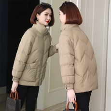 2022时尚休闲立领中年宽松秋冬棉衣外套女，女装棉衣/棉服，雪樱依海