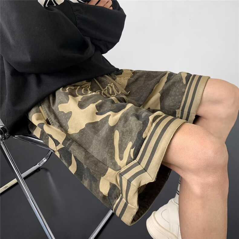 美式刺绣迷彩短裤刺绣迷彩休闲运动短裤男装休闲裤DK032-P38,男装牛仔裤,星座302B-2