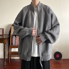 潮牌立领毛衣男2024秋季新款美式复古设计感小众长袖针织开衫外套，男装针织衫/毛衣，星座1212
