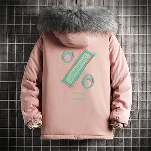 MM48171-P130 冬季大毛领棉衣男士大码加厚棉袄男棉服 网格图片