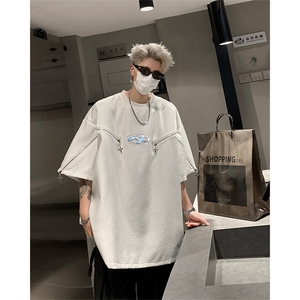 丝光棉解构短袖T恤 夏季小众设计拉链半袖体恤XZ514-2-202496-P63图片