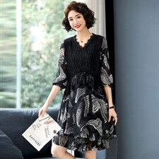 2023春季新款连衣裙花色舒适高腰显瘦潮流简约时尚，女装连衣裙，丽影随形