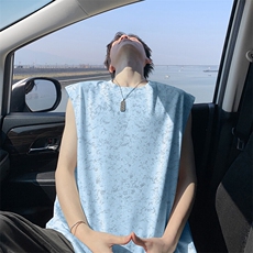 得物抖音品质二开240克宽松纯棉美式扎染做旧工艺坎肩背心无袖T恤，男装T恤，电商A486