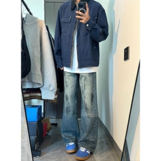 美式复古工装夹克男女秋季cleanfit潮牌撞色宽松休闲外套-Y751，男装夹克，星座601-1