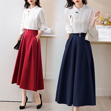 2025年春装时尚高腰显瘦A字半身裙女春秋季新款百搭气质优雅大摆，女装套装/套裙，时尚俏佳人