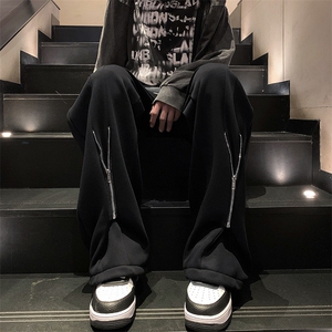 卫裤男女春季潮牌裤脚拉链宽松直筒垂感休闲运动阔腿裤H3021-p35图片