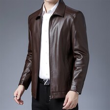 BH802钱塘2020-2中年男士冬季厚款加绒休闲简约皮衣外套P140，男装皮衣，钱塘207-2