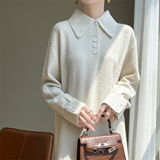 2025年秋季新款百搭女士polo领长袖中长款羊毛衫,女装羊毛衫,绒迪羊绒, 2025年秋季新款百搭女士polo领长袖中长款羊毛衫,女装羊毛衫,绒迪羊绒,