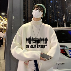 港风新款冬季时尚百搭宽松印花毛衣M6941特批50控88，男装针织衫/毛衣，电商A268A