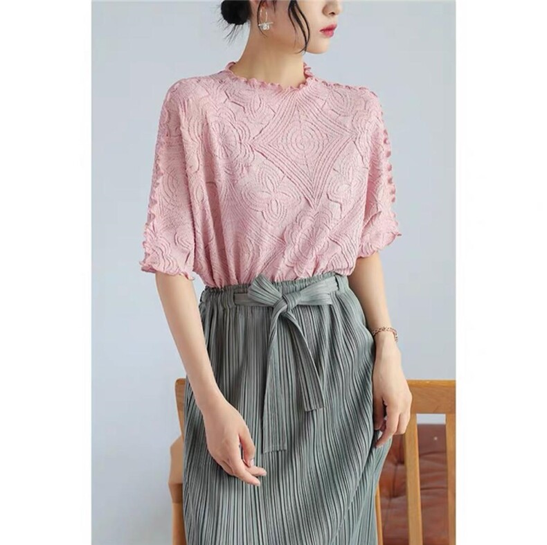 满身刺绣上衣压褶魔术上衣，其它，理想花缘