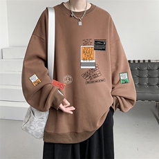 秋季圆领卫衣男大码韩版宽松长袖外套S6121-P28加绒款P33，男装卫衣，电商A040