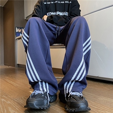 抖音品质秋季新款斜杠设计宽松休闲卫裤B315-K24233-特p40控78，男装休闲裤，电商B315