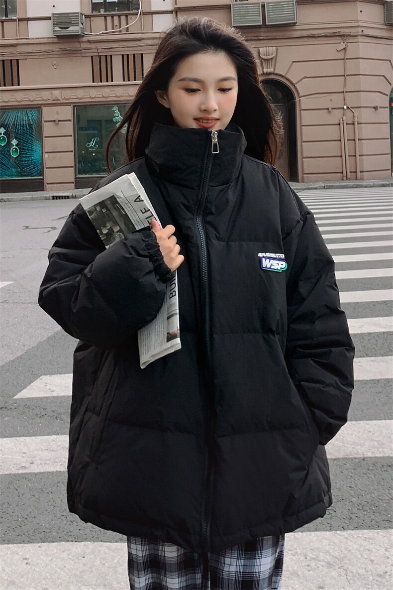 2024年新款加厚宽松羽绒服女冬季小个子短款立领面包服90白鸭绒,女装羽绒服,梦懿尔