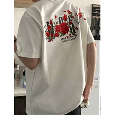 M537-P35玫瑰花卉时尚潮潮流百搭美式休闲短袖T恤男女同款，男装T恤，星座617A-1（原B318A）