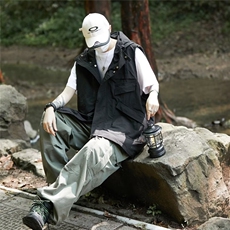 工装马甲外套街头潮牌机能口袋连帽防水无袖马甲1001-1-WJ670-52，男装背心/马甲，星座1001-1