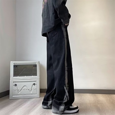 复古渐变扎染牛仔裤男女美式街头痞帅宽松阔腿裤休闲裤C9933-p55，男装牛仔裤，星座1008