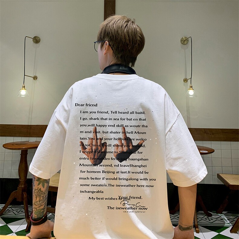 量大优供抖音视频支持得物配合二开美式满天星亮片短袖T恤MTX153,男装T恤,电商A486