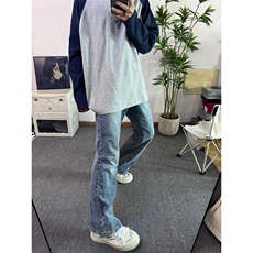 美式hiphop牛仔裤修身直筒微喇叭裤68，男装牛仔裤，星座310A-4