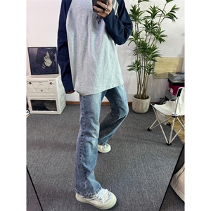 美式hiphop牛仔裤修身直筒微喇叭裤 68图片
