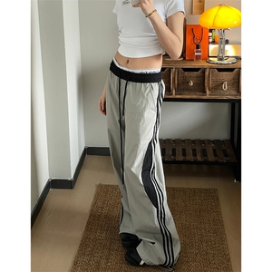 三条杠裤子男女同款夏季美式条纹速干工装裤直筒运动裤BNCC01特48图片